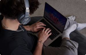 Student with his laptop