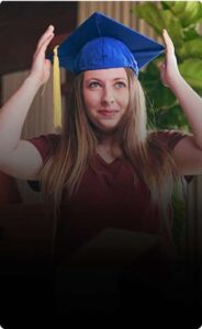 student with graduate hat